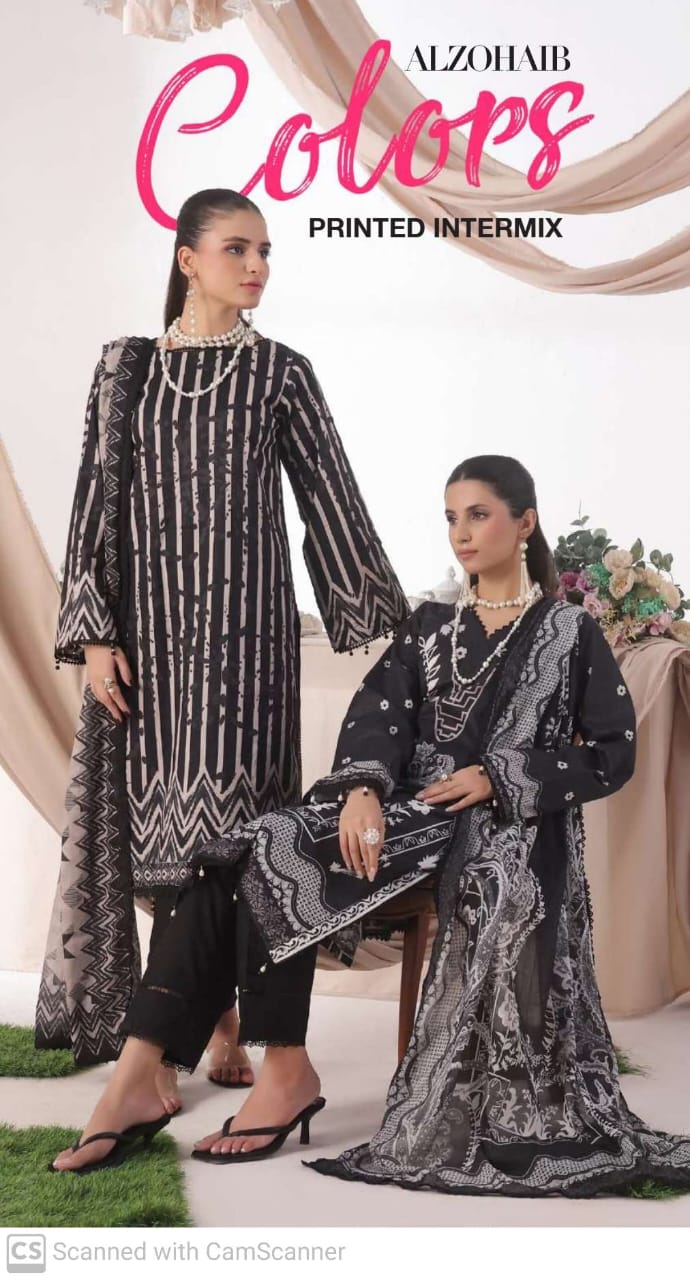 Alzohaib Colors Vol-9 Intermax Printed Lawn 3-Piece Suit – Unstitched Lawn Suit