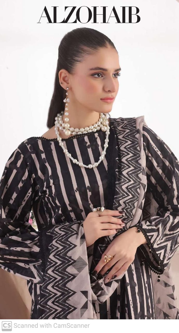 Alzohaib Colors Vol-9 Intermax Printed Lawn 3-Piece Suit – Unstitched Lawn Suit