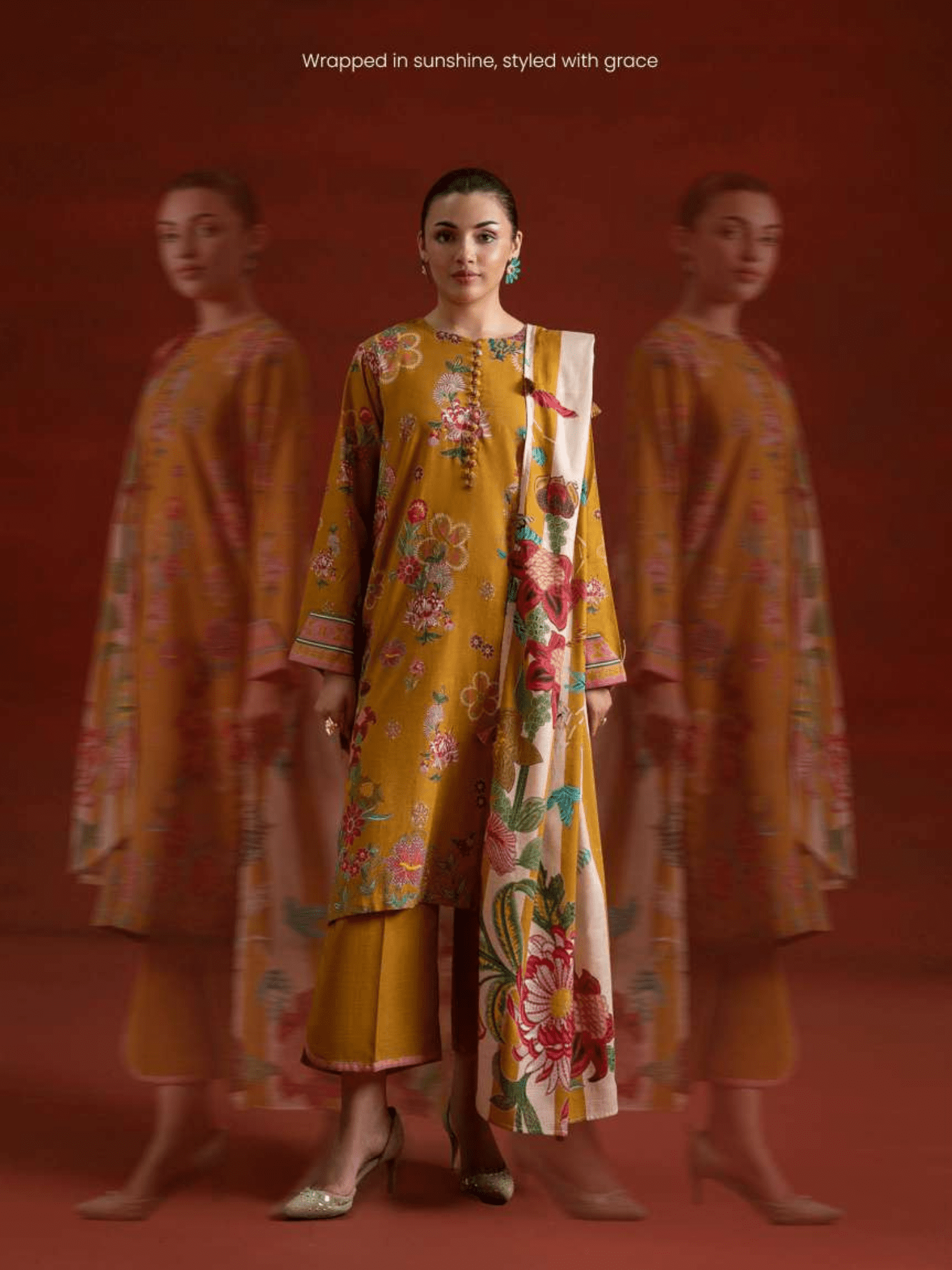 Popinn Women’s Digital Printed Khaddar Suit – 3 Piece Dyed Khaddar Unstitched, Winter Wear