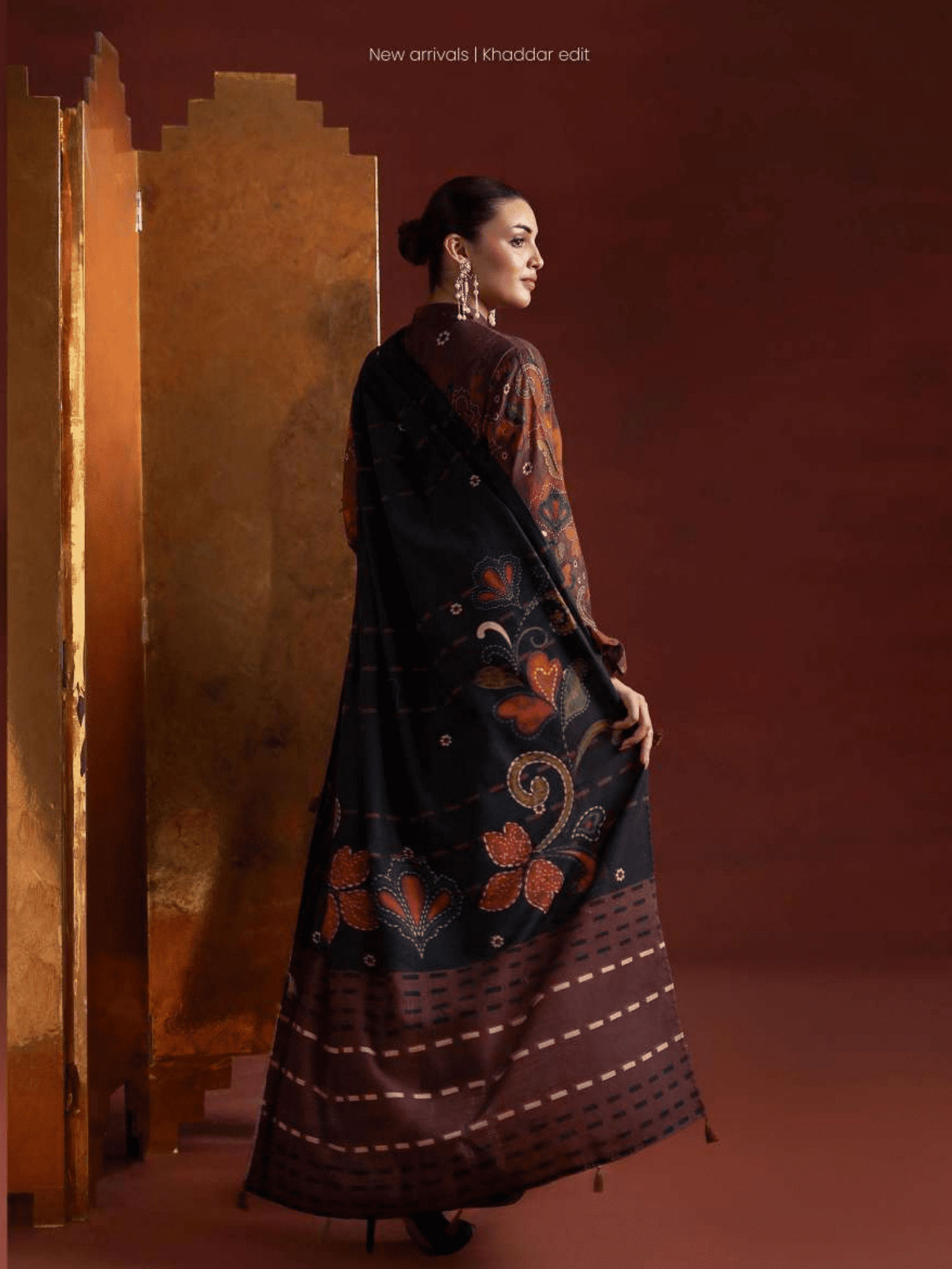 Popinn Women’s Digital Printed Khaddar Suit – 3 Piece Dyed Khaddar Unstitched, Winter Wear